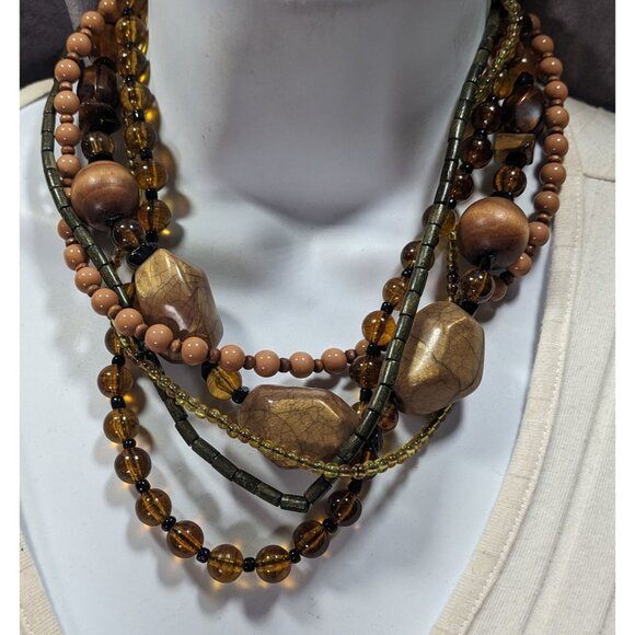 Nordstrom Bohemian Earthy Chunky Multilayer Beaded Necklace - Picture 2 of 6